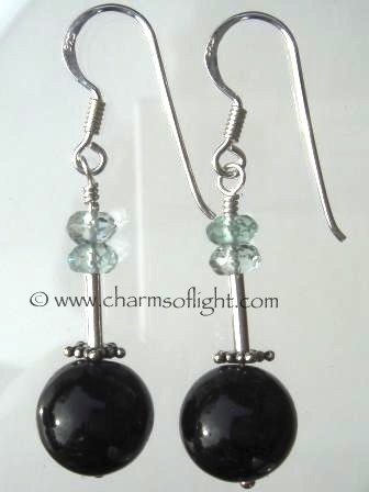 Tourmaline & Aquamarine Silver Earrings